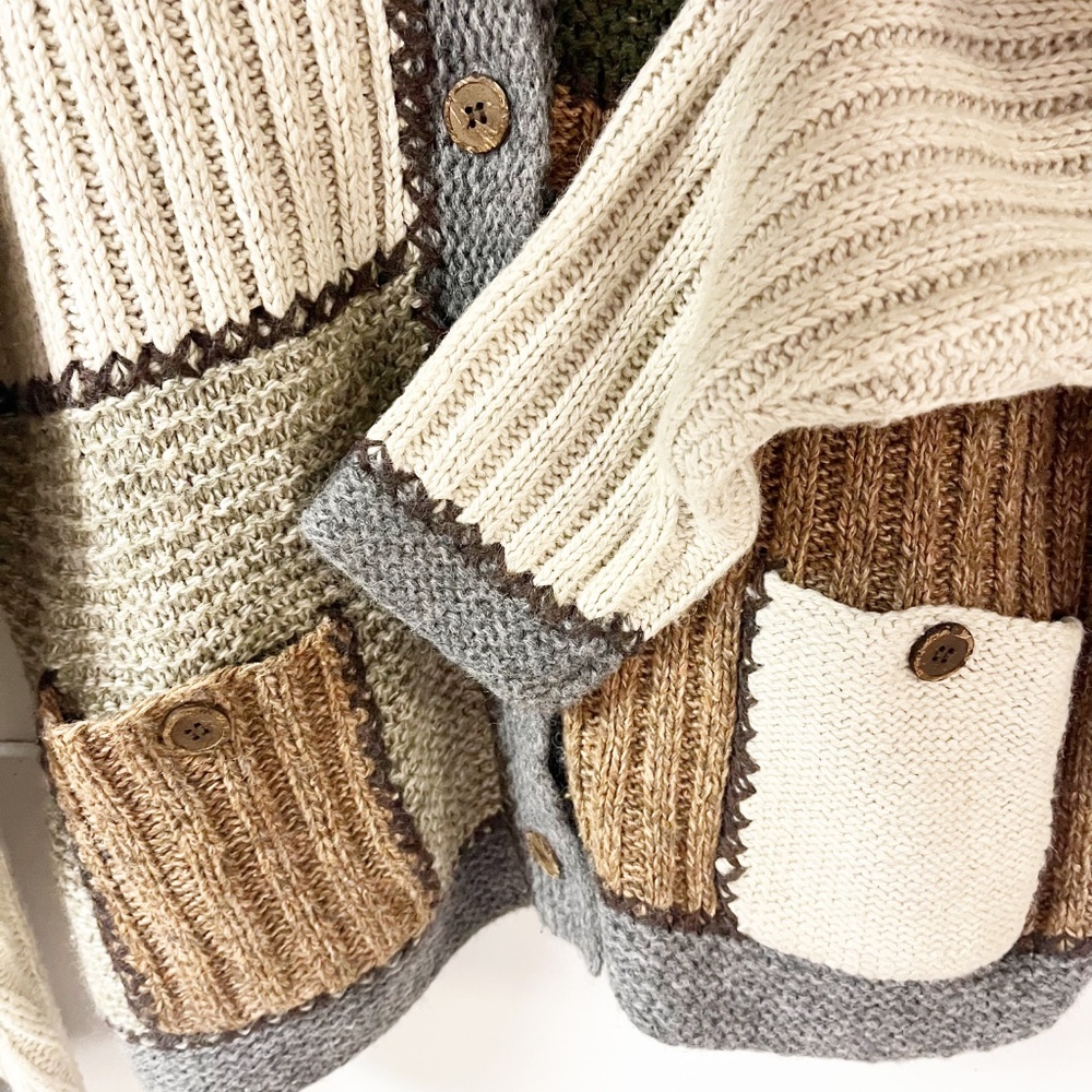 Northern Isles Patchwork Cardigan Patch Pocket Grannie Size Medium - Picture 6 of 11